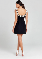 3D Floral Fit-and-Flare Mini Dress - Square Neck - Perfect for Casual Events