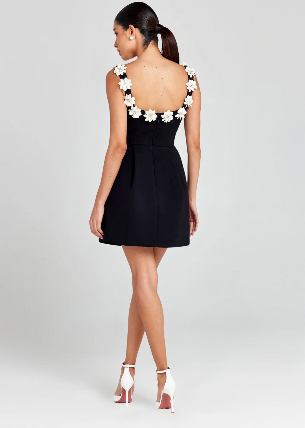 3D Floral Fit-and-Flare Mini Dress - Square Neck - Perfect for Casual Events
