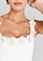 3D Floral Fit-and-Flare Mini Dress - Square Neck - Perfect for Casual Events