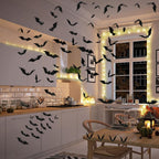 3D Wall Decorative Stickers in the Shape of Bats for Halloween with Foldable Wings, Ideal for Kids' Rooms and Bathrooms