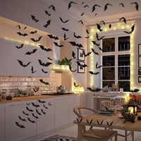 3D Wall Decorative Stickers in the Shape of Bats for Halloween with Foldable Wings, Ideal for Kids' Rooms and Bathrooms