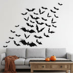 3D Wall Decorative Stickers in the Shape of Bats for Halloween with Foldable Wings, Ideal for Kids' Rooms and Bathrooms