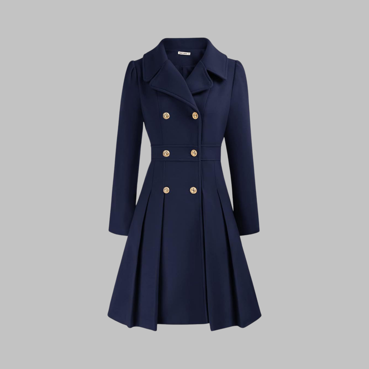 Classic-Style Double-Breasted Long-Sleeve Coat – Office, Casual