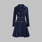 Classic-Style Double-Breasted Long-Sleeve Coat – Office, Casual