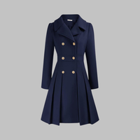 Classic-Style Double-Breasted Long-Sleeve Coat – Office, Casual