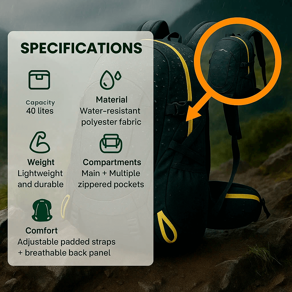 40L Waterproof Hiking Backpack – Outdoor Adventures, Travel