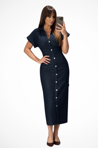 Denim Collared Maxi Dress for Women UK – Wedding Guest Summer Occasion Wear & Cocktail Attire