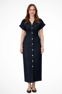 Denim Collared Maxi Dress for Women UK – Wedding Guest Summer Occasion Wear & Cocktail Attire