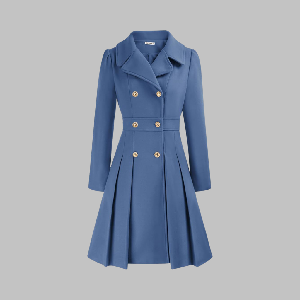 Classic-Style Double-Breasted Long-Sleeve Coat – Office, Casual