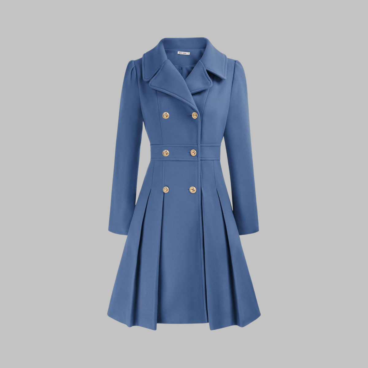 Classic-Style Double-Breasted Long-Sleeve Coat – Office, Casual