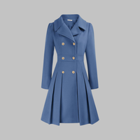Classic-Style Double-Breasted Long-Sleeve Coat – Office, Casual