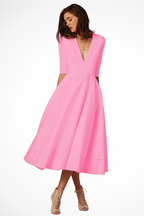 V-Neck Fitted Midi Dress for Women UK – Workwear Office Wear & Smart Casual