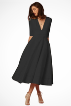 V-Neck Fitted Midi Dress for Women UK – Workwear Office Wear & Smart Casual