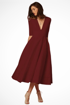 V-Neck Fitted Midi Dress for Women UK – Workwear Office Wear & Smart Casual