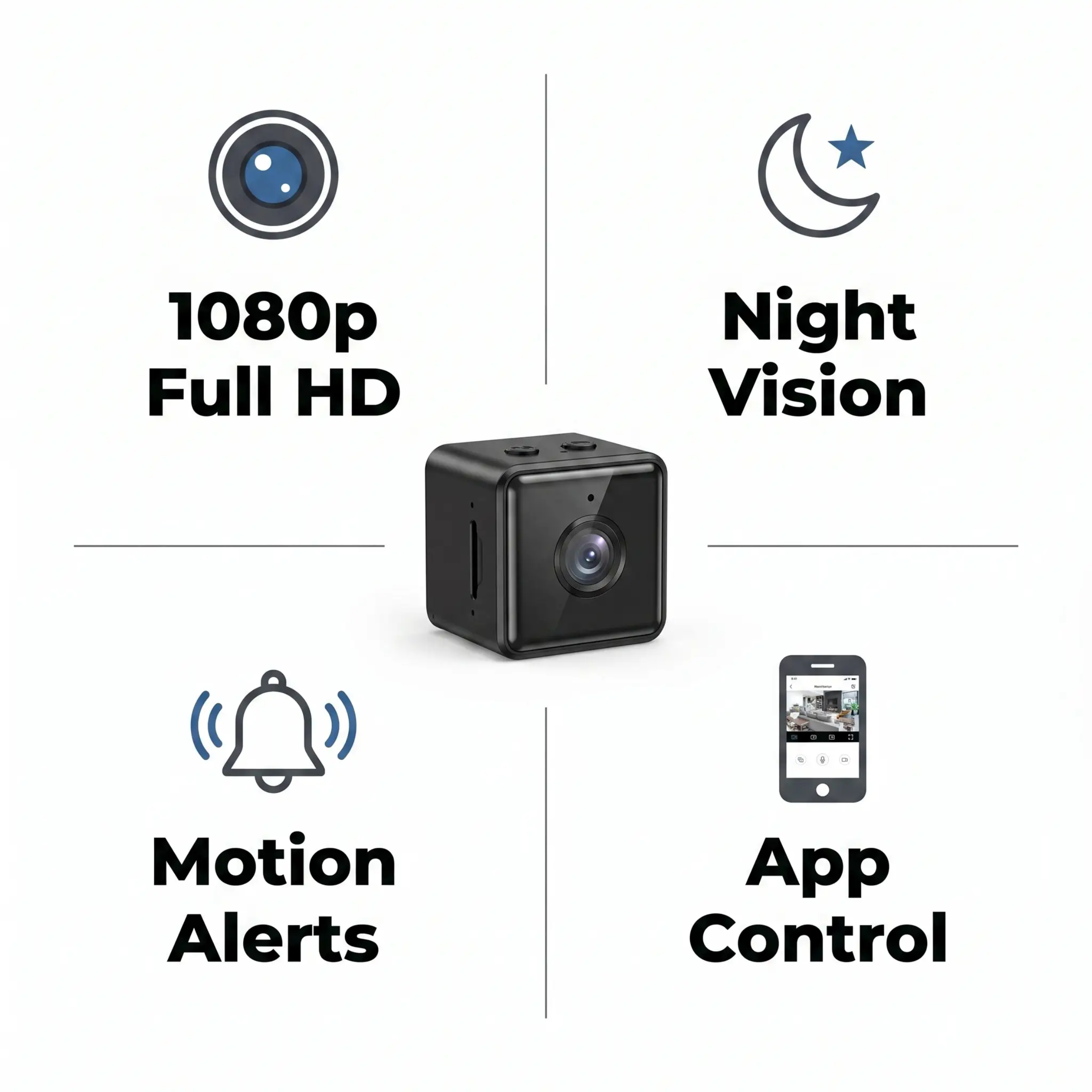 Wireless WiFi Security Camera 1080P – Indoor/Outdoor Surveillance, App-Controlled