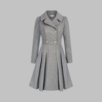 Classic-Style Double-Breasted Long-Sleeve Coat – Office, Casual