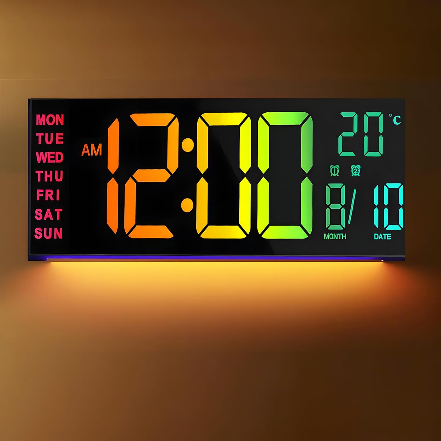 16-Inch RGB Digital Wall and Desk Clock with Remote – Home Office, Gift
