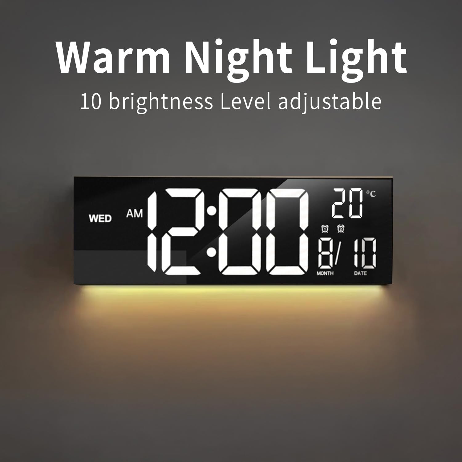 16-Inch RGB Digital Wall and Desk Clock with Remote – Home Office, Gift