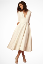 V-Neck Fitted Midi Dress for Women UK – Workwear Office Wear & Smart Casual