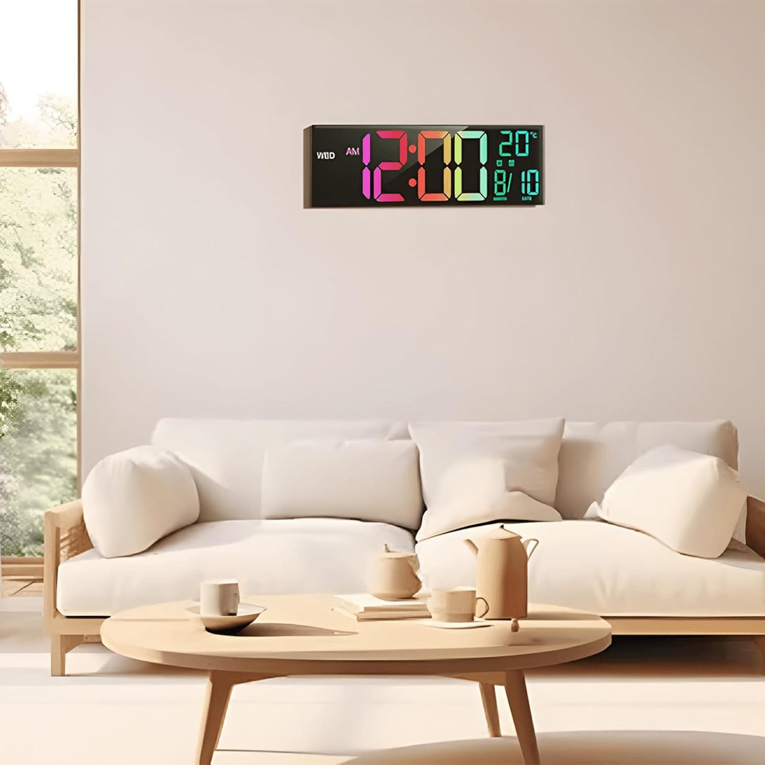 16-Inch RGB Digital Wall and Desk Clock with Remote – Home Office, Gift