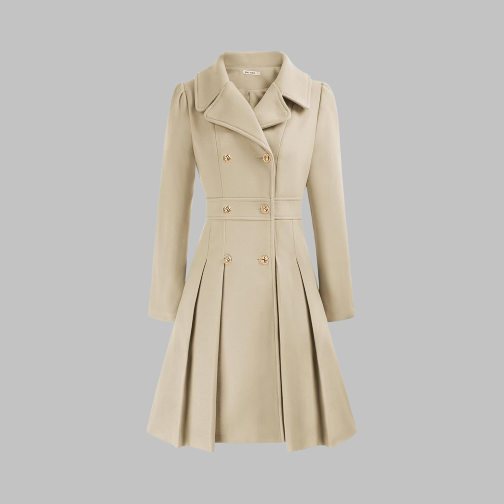 Classic-Style Double-Breasted Long-Sleeve Coat – Office, Casual