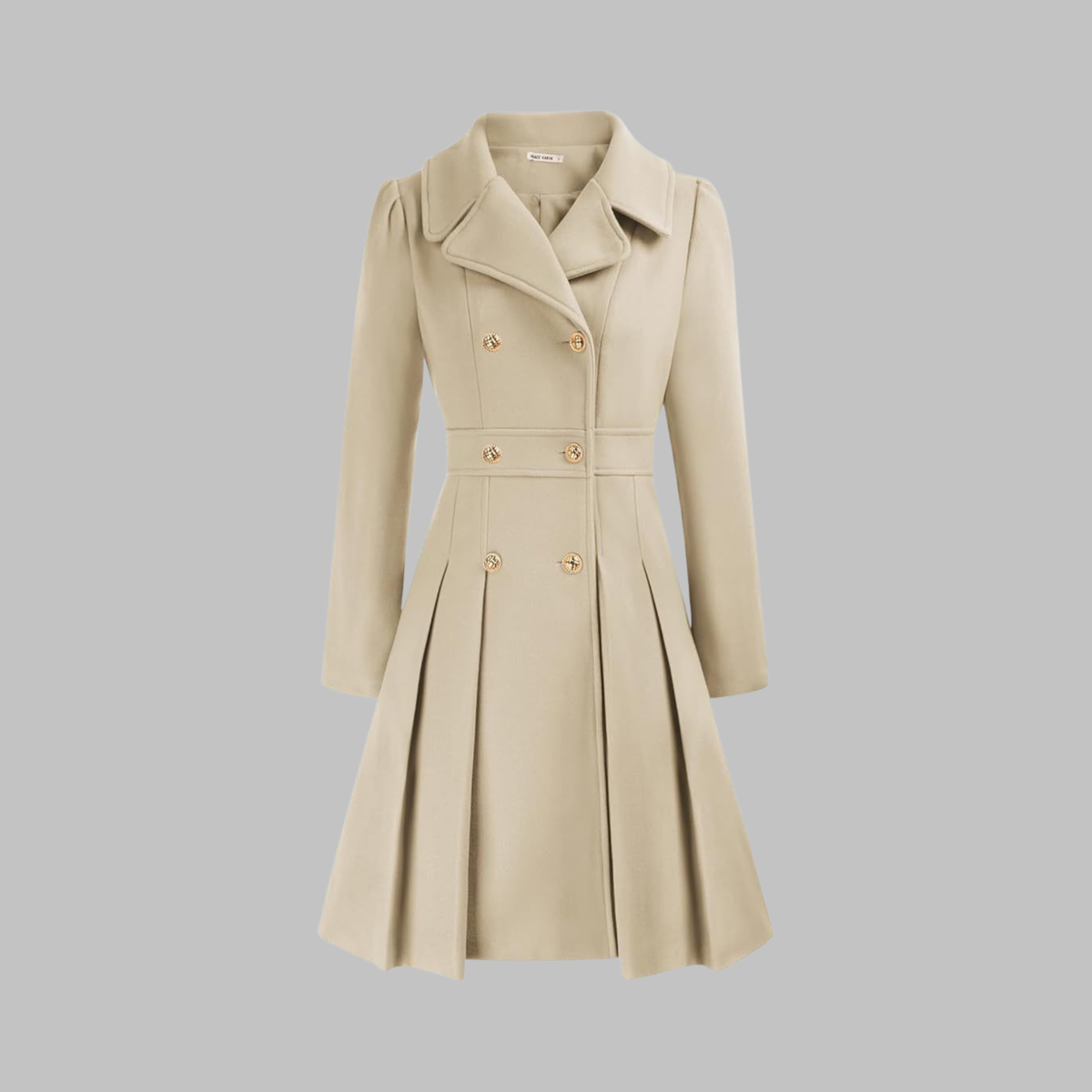 Classic-Style Double-Breasted Long-Sleeve Coat – Office, Casual