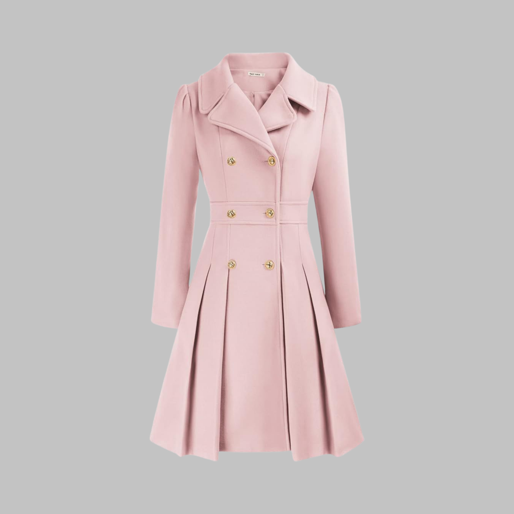 Classic-Style Double-Breasted Long-Sleeve Coat – Office, Casual