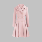Classic-Style Double-Breasted Long-Sleeve Coat – Office, Casual