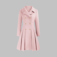 Classic-Style Double-Breasted Long-Sleeve Coat – Office, Casual