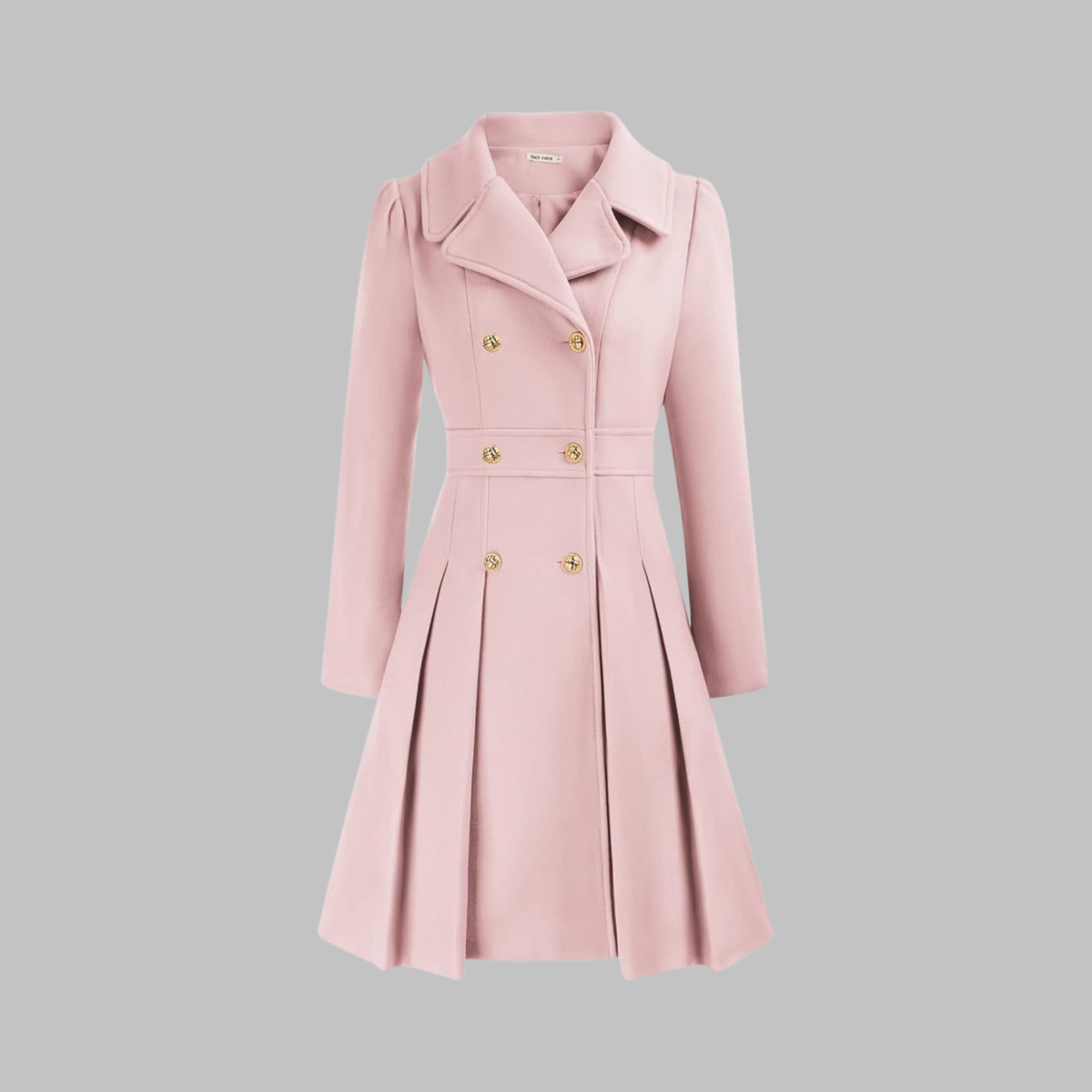 Classic-Style Double-Breasted Long-Sleeve Coat – Office, Casual