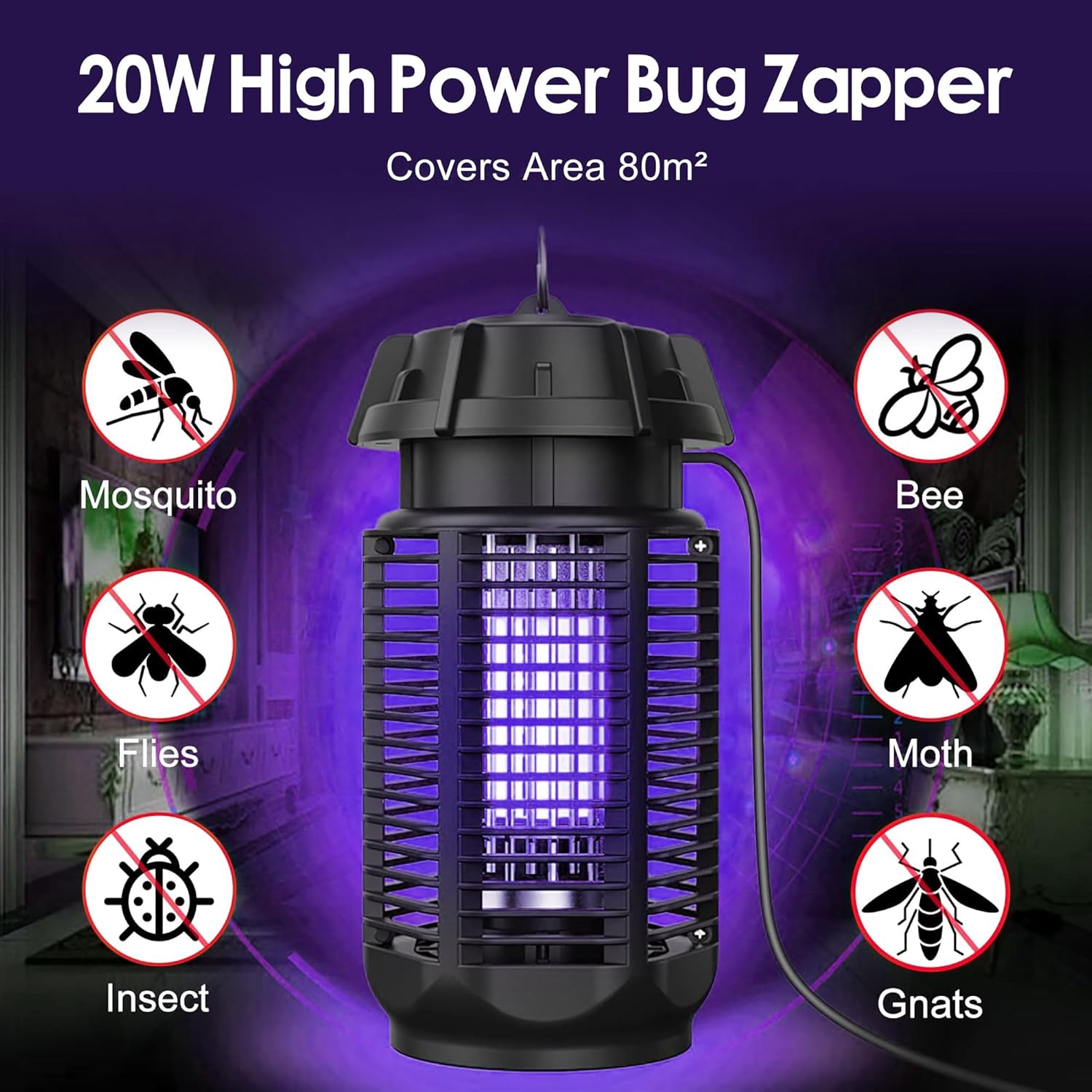 Electric Insect Killer 20W UV Light 4200V Grid – Home, Outdoor