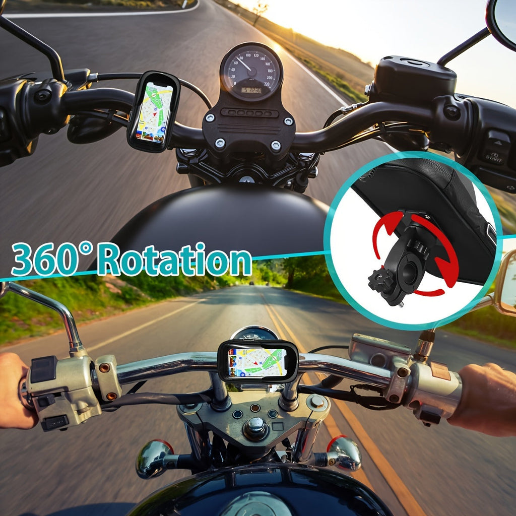 Waterproof Phone Holder for Bicycle and Motorcycle – Handlebar Bag with 360° Rotation