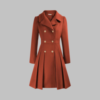 Classic-Style Double-Breasted Long-Sleeve Coat – Office, Casual