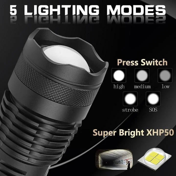 90000 Lumens Xhp50.2 Flashlight – Outdoor, Emergency Use