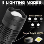90000 Lumens Xhp50.2 Flashlight – Outdoor, Emergency Use