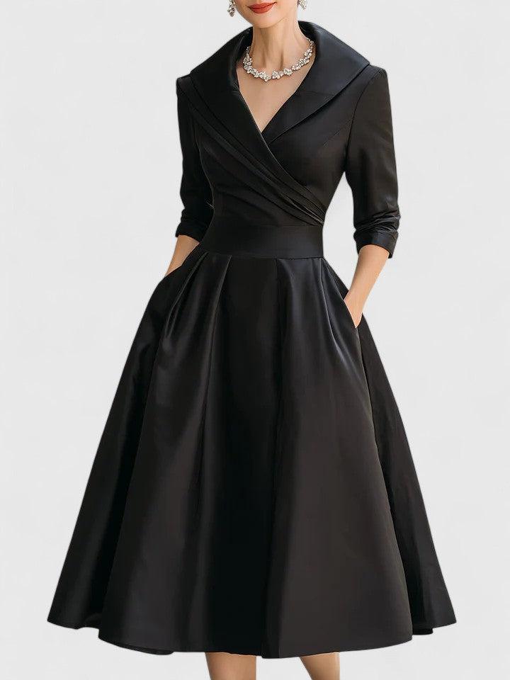 A-Linienkleid für Damen mit Wickelkragen – Elegantes Design für besondere Anlässe