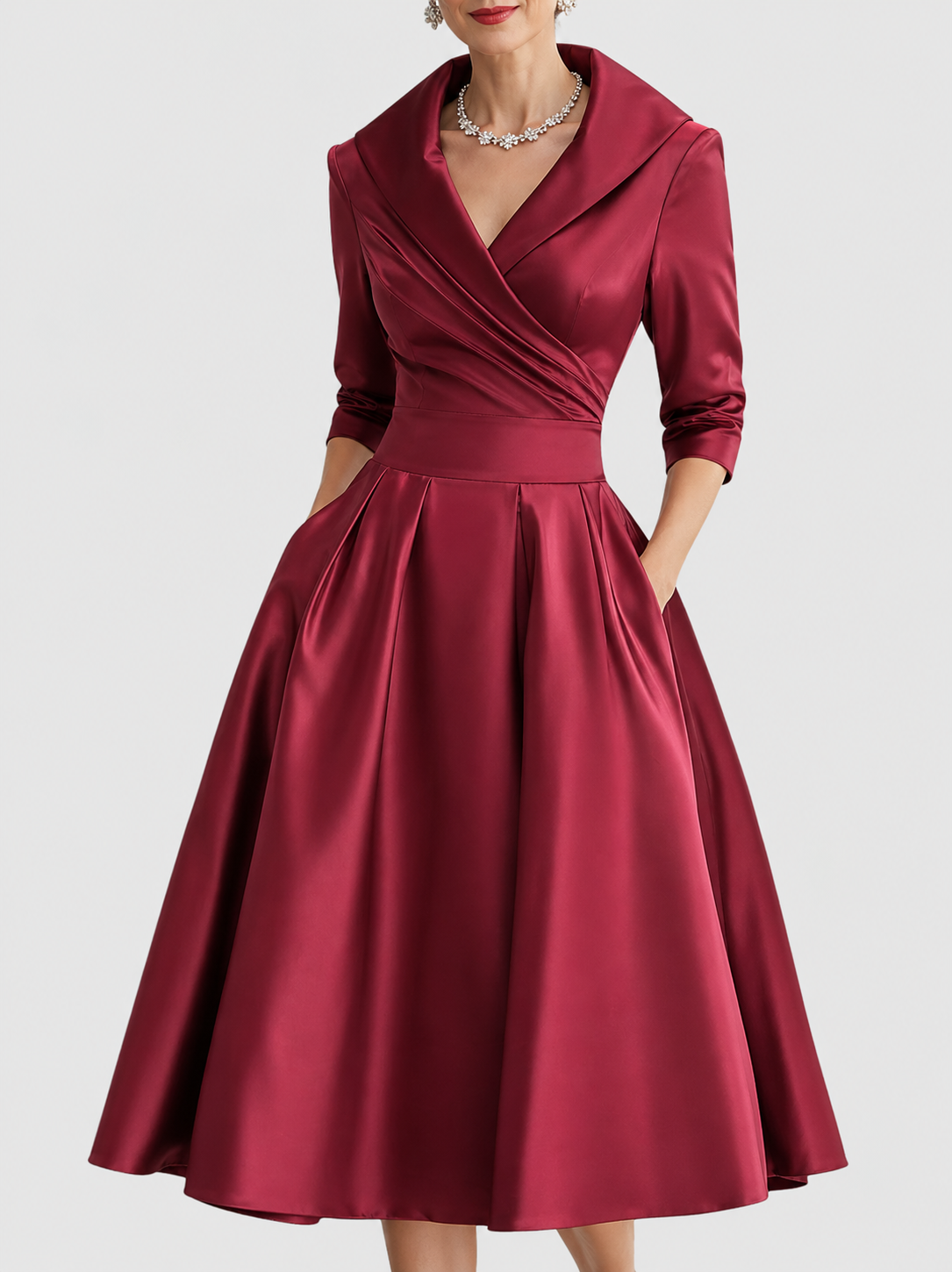 A-Linienkleid für Damen mit Wickelkragen – Elegantes Design für besondere Anlässe