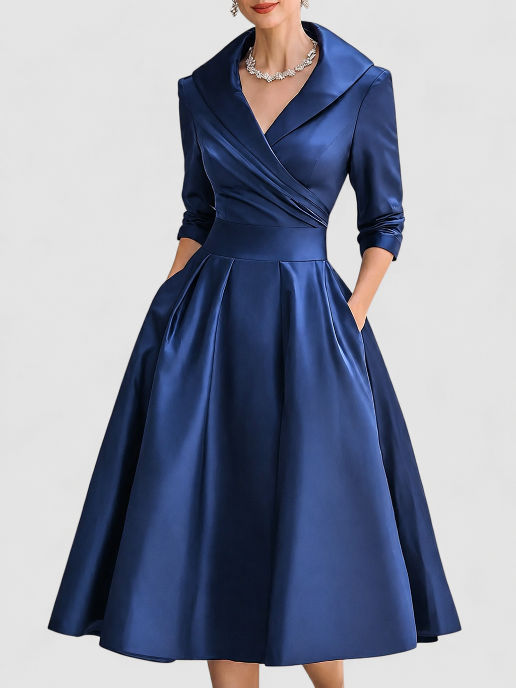 A-Linienkleid für Damen mit Wickelkragen – Elegantes Design für besondere Anlässe