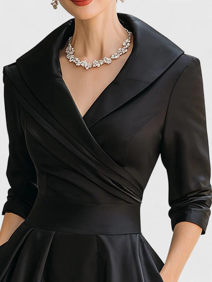 A-Linienkleid für Damen mit Wickelkragen – Elegantes Design für besondere Anlässe