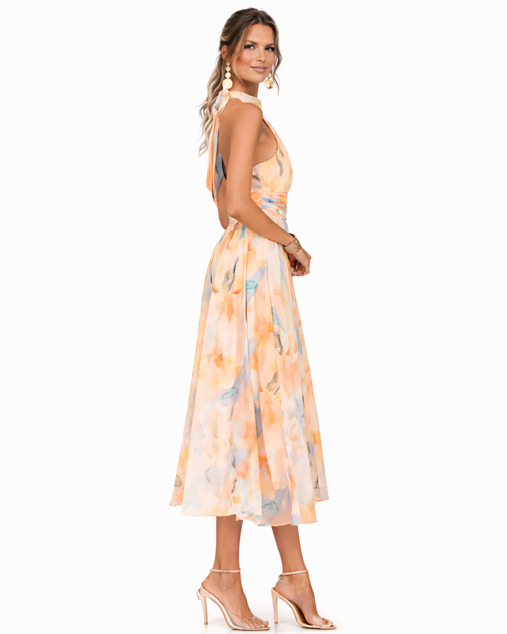Aquarell Print Halter Neck Dress - Lightweight Summer Fashion for Women