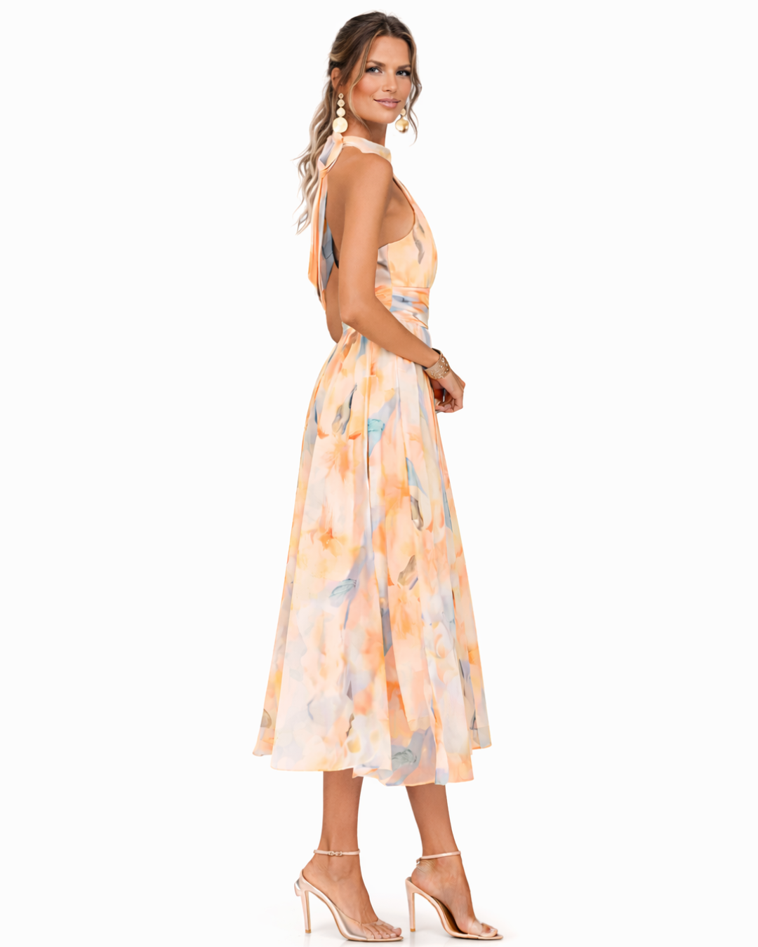 Aquarell Print Halter Neck Dress - Lightweight Summer Fashion for Women