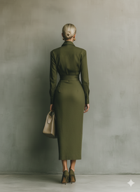 Army Green Cotton Blend Maxi Dress for Women - Casual Summer Wear