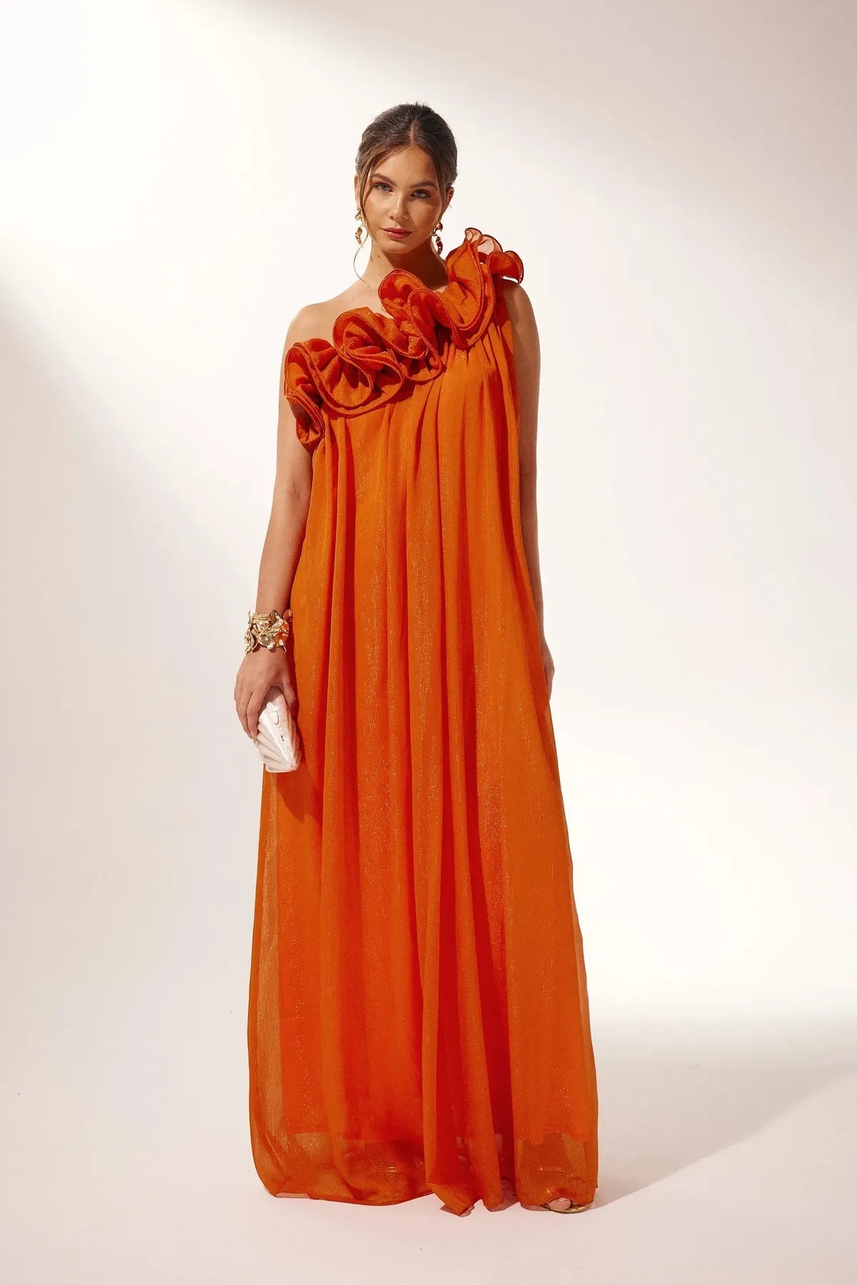 Asymmetric Floral Evening Gown in Chiffon for Formal Events