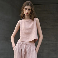 Asymmetric Linen Crop Top - Lightweight Summer Fashion for Casual Wear