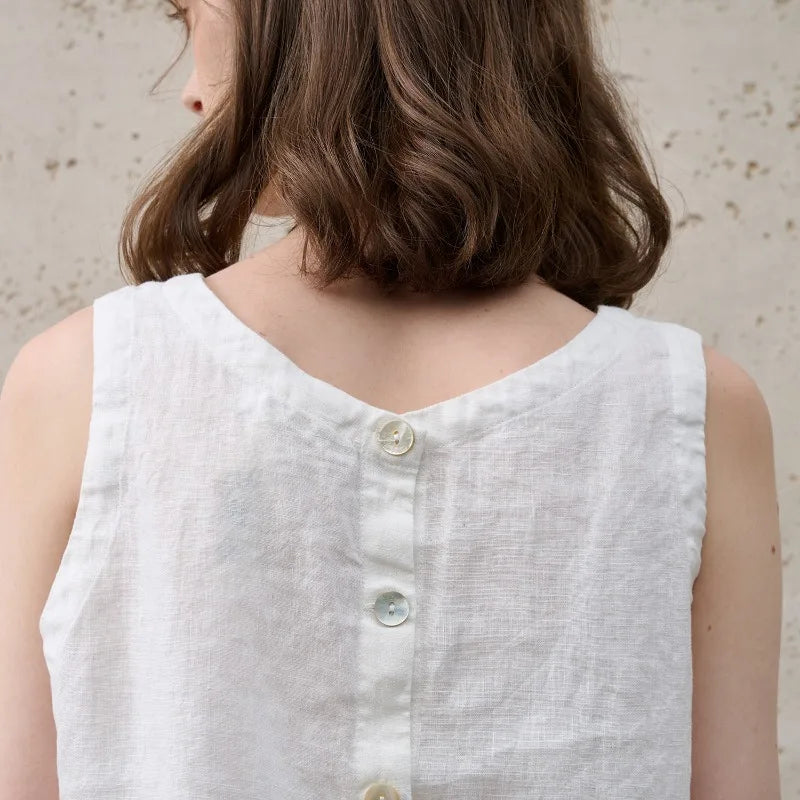 Asymmetric Linen Crop Top - Lightweight Summer Fashion for Casual Wear