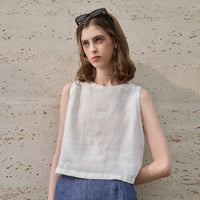 Asymmetric Linen Crop Top - Lightweight Summer Fashion for Casual Wear