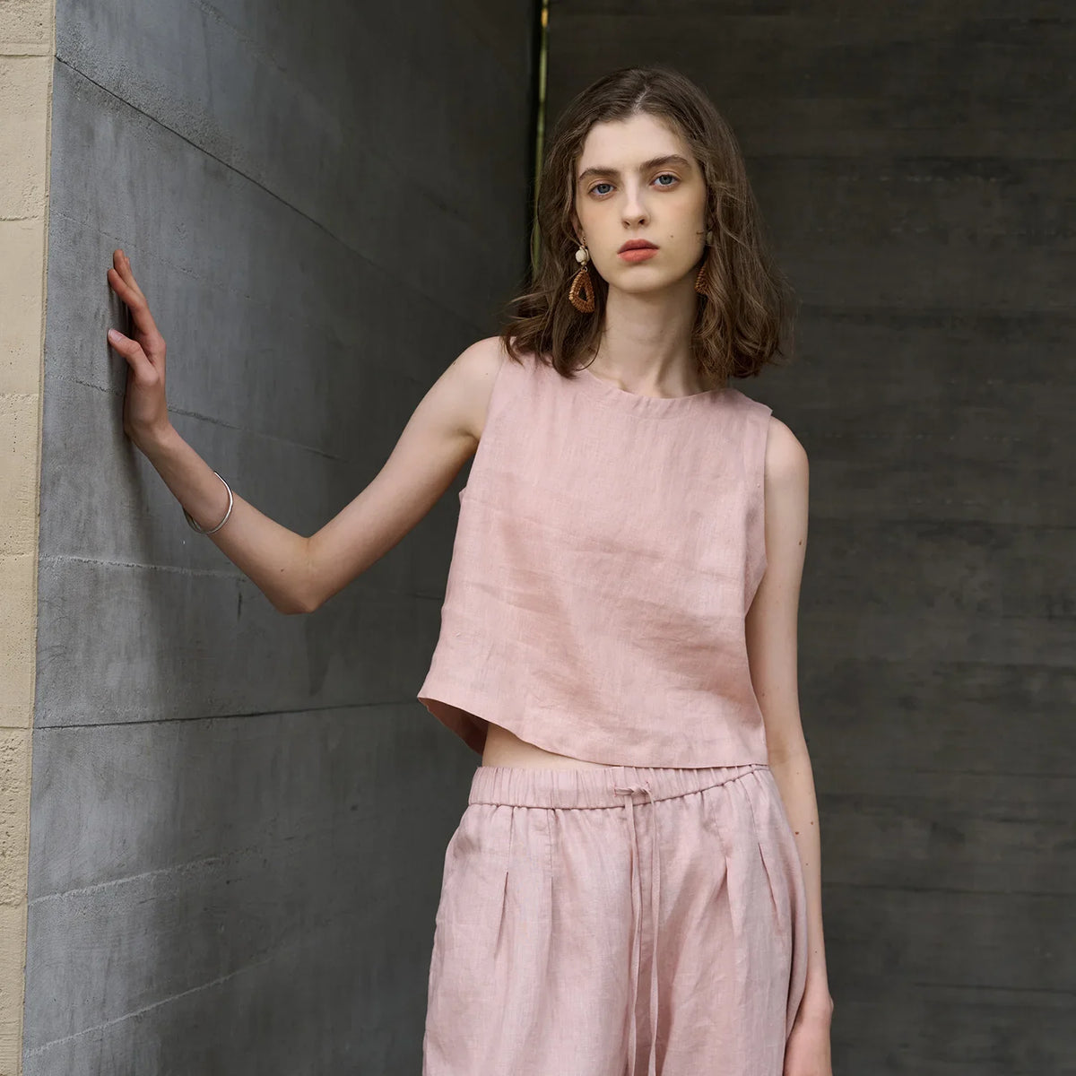 Asymmetric Linen Crop Top - Lightweight Summer Fashion for Casual Wear