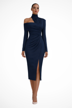 Asymmetric One Shoulder Midi Dress | Elegant Wedding Guest Attire