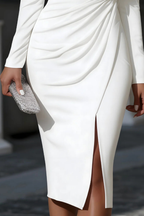 Asymmetric One Shoulder Midi Dress | Elegant Wedding Guest Attire
