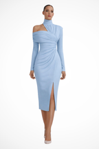Asymmetric One Shoulder Midi Dress | Elegant Wedding Guest Attire